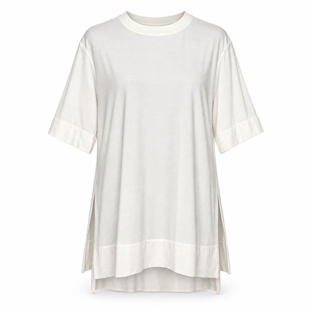 ADAY T-Shirt S White Essentialist Oversized Tunic High Low Lagenlook Minimalist